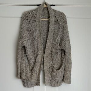 Free People Soft Gray Grandma Knit Open Sweater Cardigan Dolman Sleeve